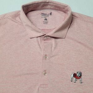 Georgia Bulldogs Shirt Johnnie O Performance Polo Red Striped Mens Golf Surf XXL